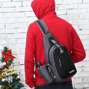 Men's Black Sling Backpack